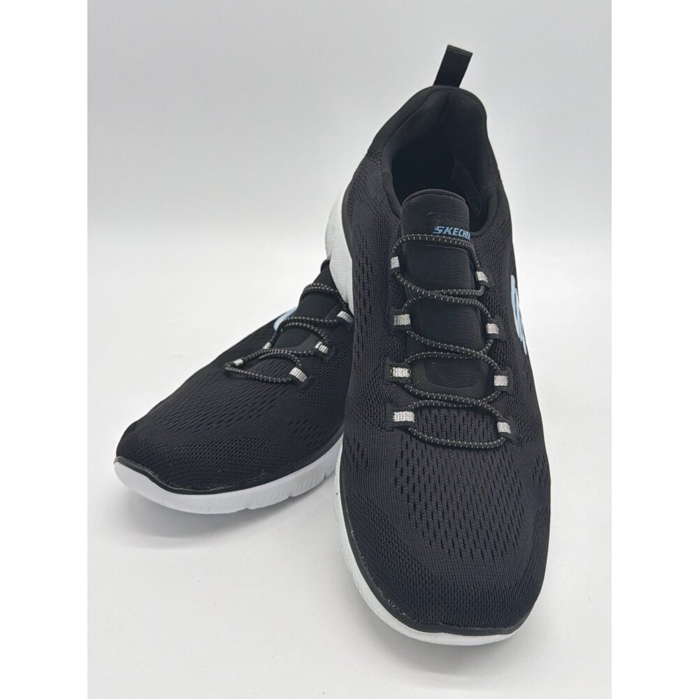 Skechers Womens 7.5 Black Slip-On Athletic Sneakers With Memory Foam For Comfort